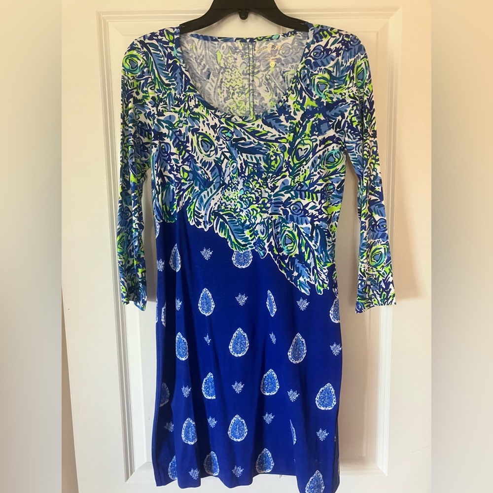 Lilly Pulitzer 3/4 Sleeve Scoop Neck Dress XS